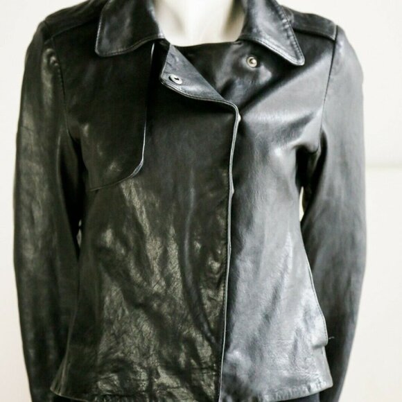 Club Monaco Classic Minimalist  Cropped Leather Jacket Xs - Picture 2 of 9
